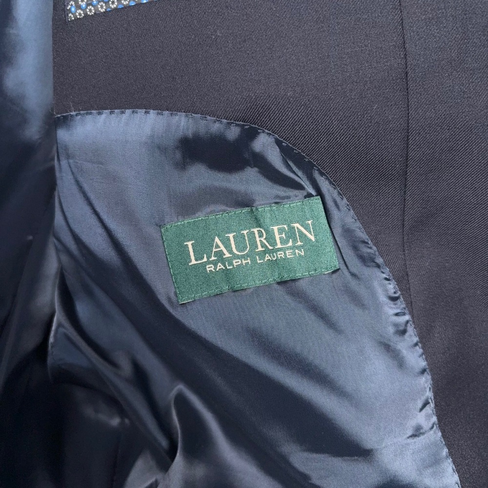 Lauren Ralph Lauren Blazer Men 44L Navy Blue Wool Blend Gold Button Sport Coat - Picture 6 of 14